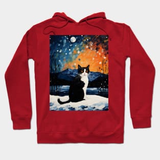 Texedo Cat Christmas Starry Night Hoodie